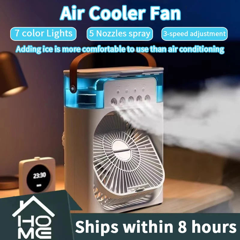 Ventilador 3 en 1 con Aire Acondicionado Portátil, Humidificador y Luz LED Nocturna - Ideal para Oficina y Hogar